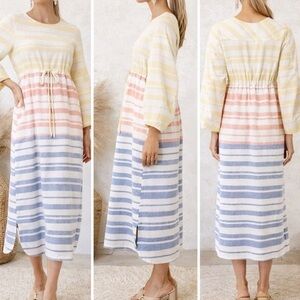 Tuckernuck Pomander Place Sunset Stripe Cleo Midi Dress